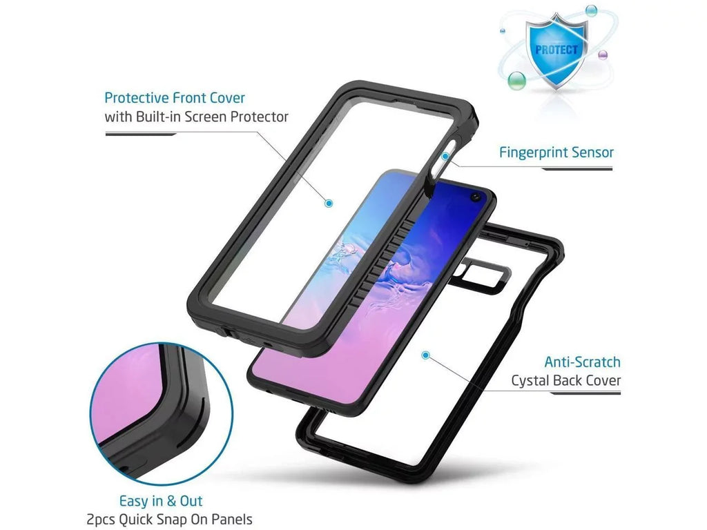 Underwater with for Galaxy S10e Protector, Sealed Protective Waterproof Shockproof Body Clear Screen Full IP68 Case, Case S10e Built-in Cover Dustproof