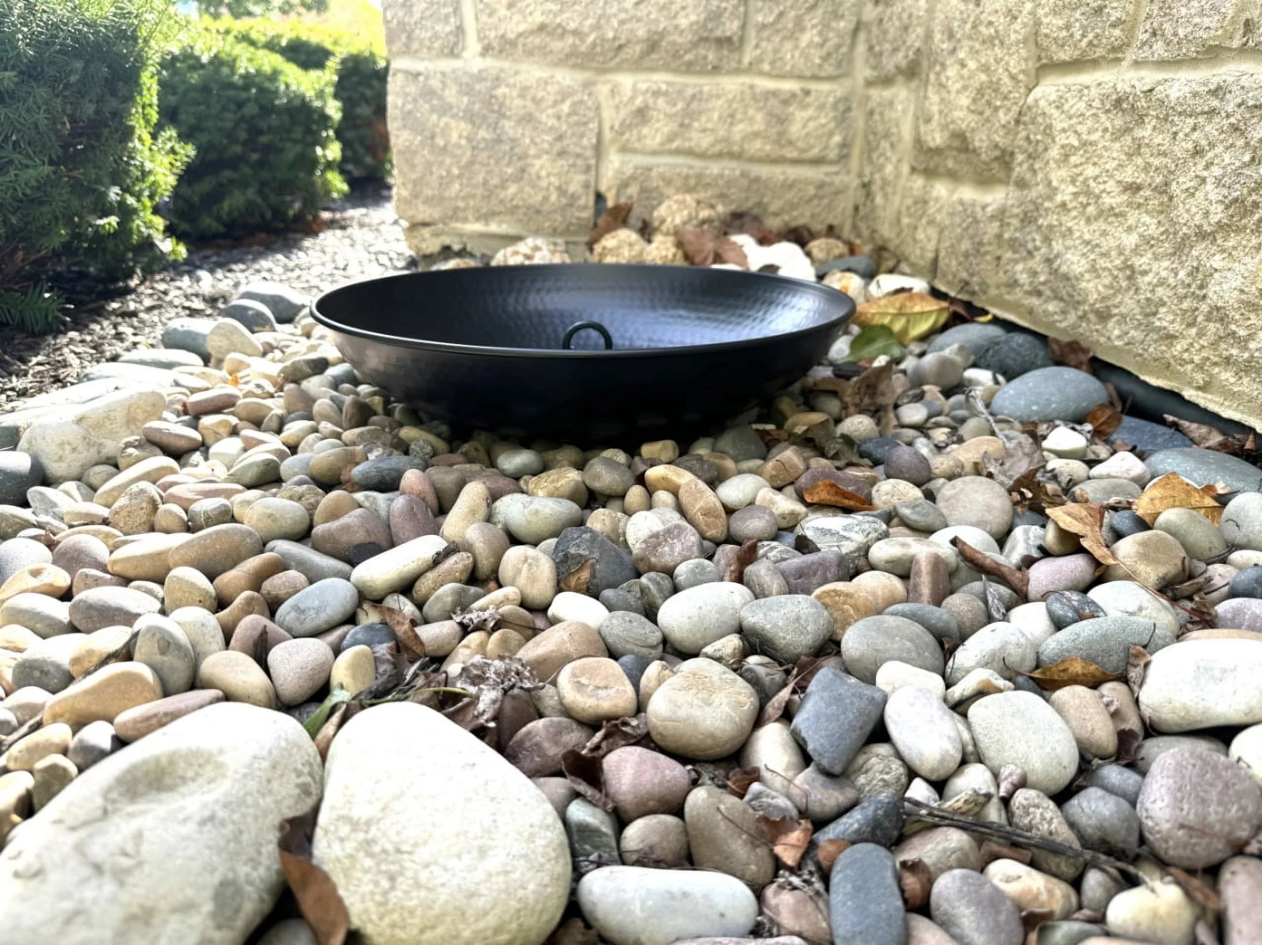 Coated, Rain A A Anchoring Decorative Black Installation, for Roof Gutter Hammered, Rain 16" Bath/Birdbath, Catch Basin/Receptacle/Bowl/Dish/Anchor, 976BLK Powder Chain U-nitt Bird Fountain, Chains