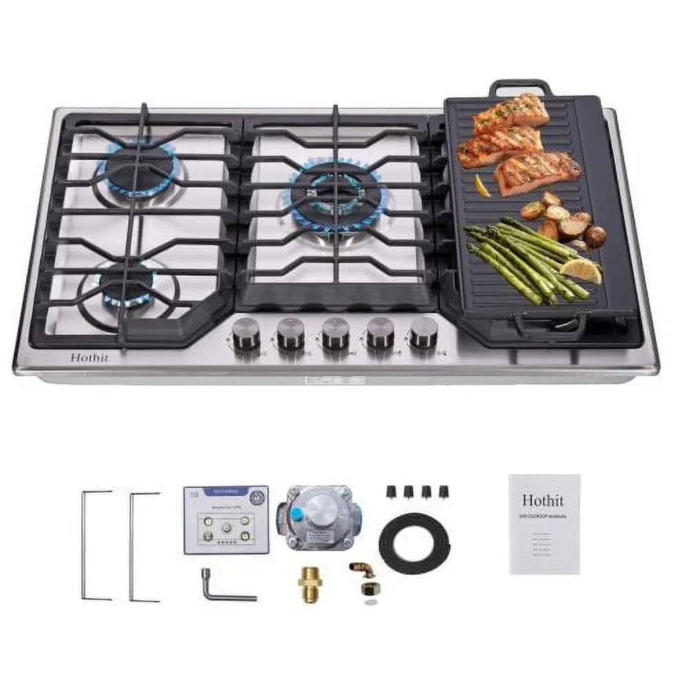 Gas Gas Griddle, with top, top Inch Convertible,Stainless Cook with Burner Cast Iron 5 34 Stove Griddle, gas Hothit stove Gas/Propane Steel Gas Natural Cooktop