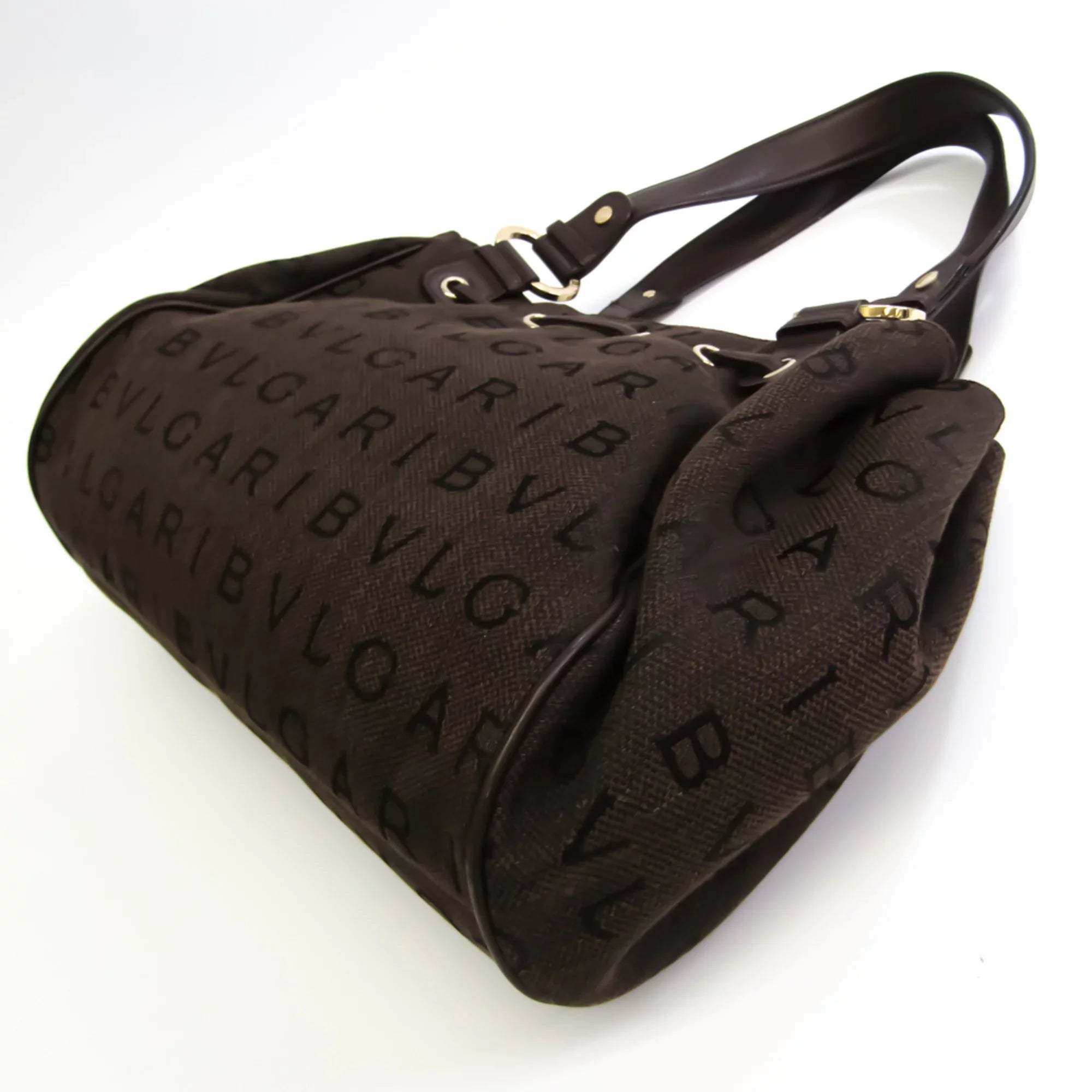 Women's Bvlgari Pre-Owned Logomania Bag Handbag,Tote Canvas (Good) Brown