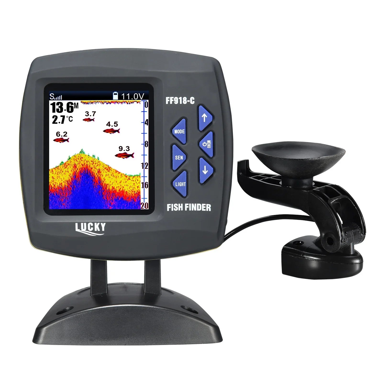 Fish Sensor LCD Fishfinder Finder Underwater Monitor Fishing Locator Underwater Fish Boat Portable Detector Transducer Tomshoo Fish Degrees 45 Finder Fishfinder Wired Fish Waterproof