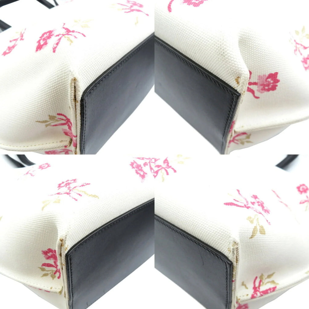 (Good) Loewe Black White Bag Canvas Leather Tote Pre-Owned Pink