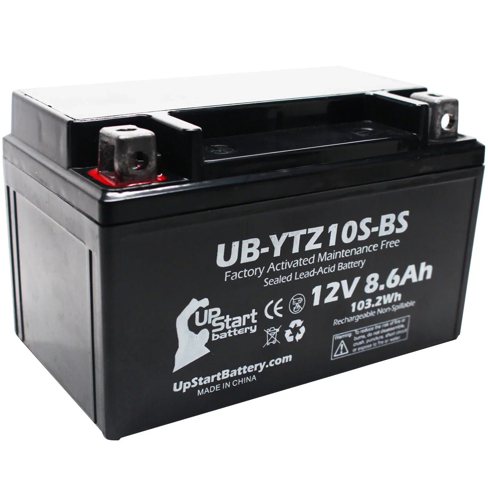 '- 12V, UB-YTZ10S-BS Battery Maintenance 8.6Ah, ATV Free, Factory Activated, YFM35R UpStart for 2010 Battery Replacement Yamaha 350CC Raptor 4-Pack