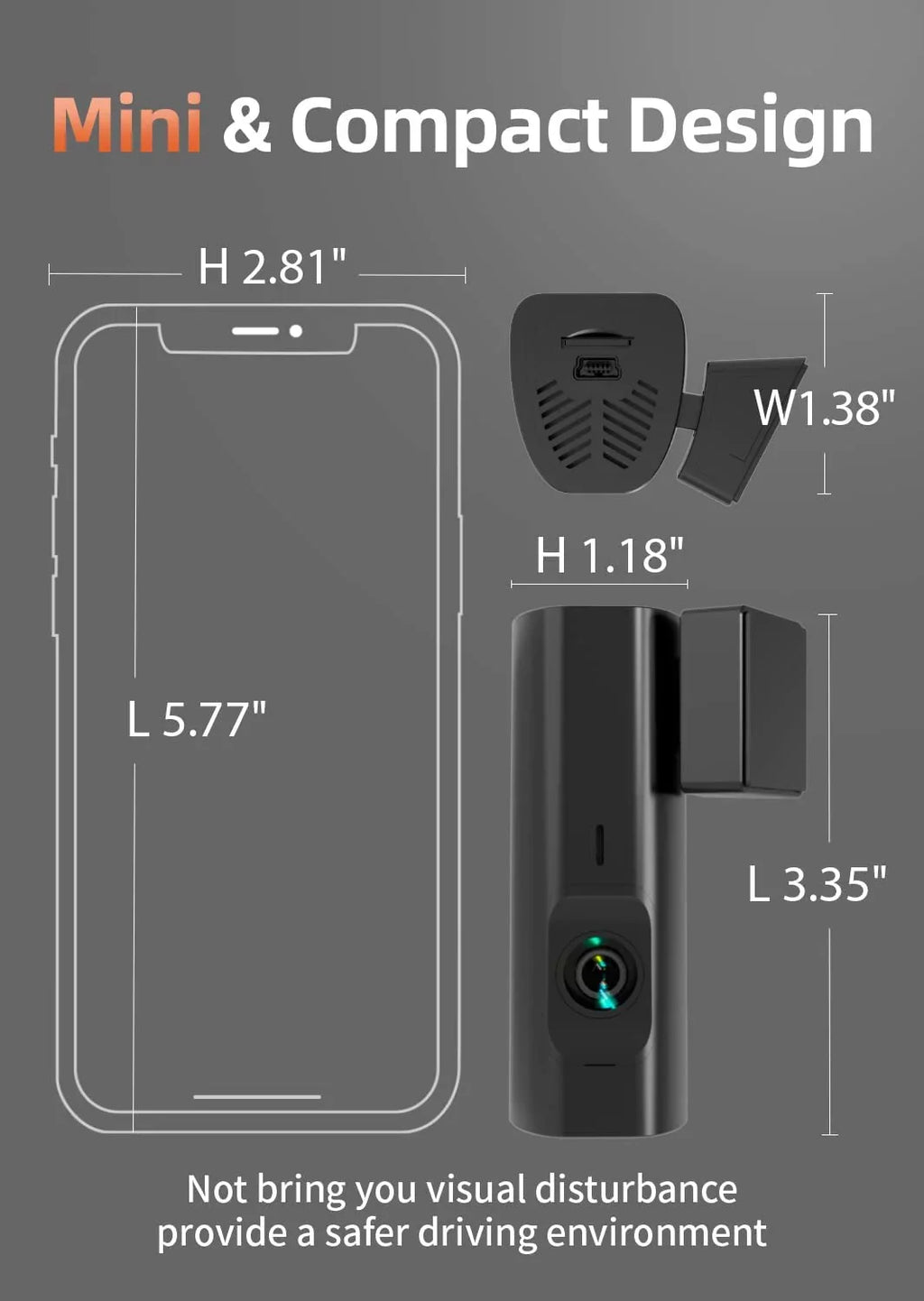 64GB Loop APP Dash Recording, WOLFBOX G-Sensor, Parking Full Monitor, Support Night Vision, Hours Dash HD Camera 2.5K Max with Cam, 24 Control, WiFi,