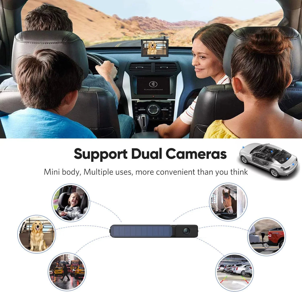 System Cameras Truck, Camera Wireless RV 2 for 1080P Cameras, Rear Backup Van, Wireless Reverse IP69K Waterproof 33FT View Under with Solar Camera