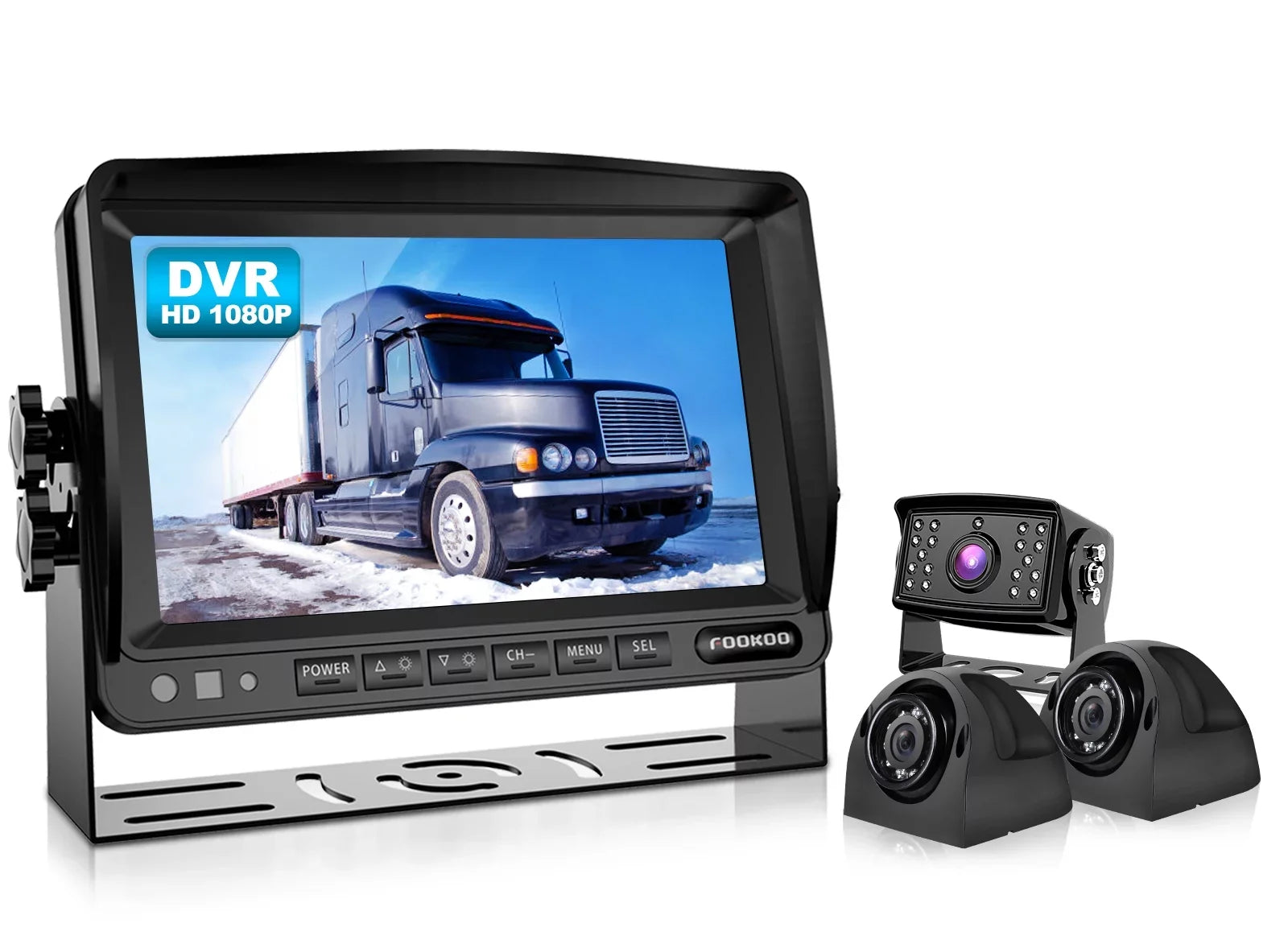 Front/Rear View (FHD3) IP69 Truck/Trailer/RV Lines Screen Waterproof Split HD Wired Ⅱ W/ 7-inch Backup Parking Dual Monitor Cameras Systems, Recording 1080P for 7" RV Fookoo Camera
