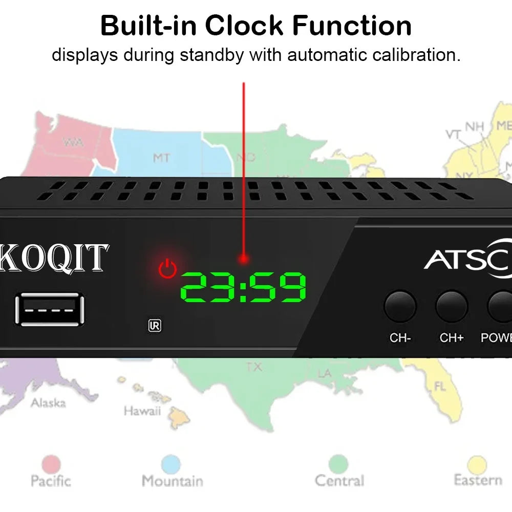 Digital Multimedia Recorders TV ATSC to tv Box, OTA USB, Clock HDMI Set Converter 12/24 to Hours, to Tuner Coax Box Box Digital Analog Top Digital,