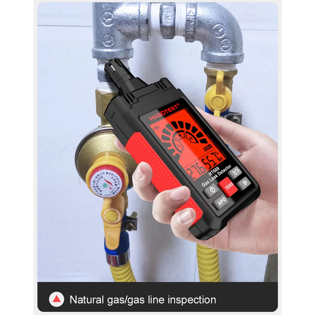 Gas HT609 Gas and with LCD Temperature Detector Visual Humidity Audible Leak HABOTEST Natural Methane Detector Gas and Hydrogen Combustible Alarm Detector Ambient Display