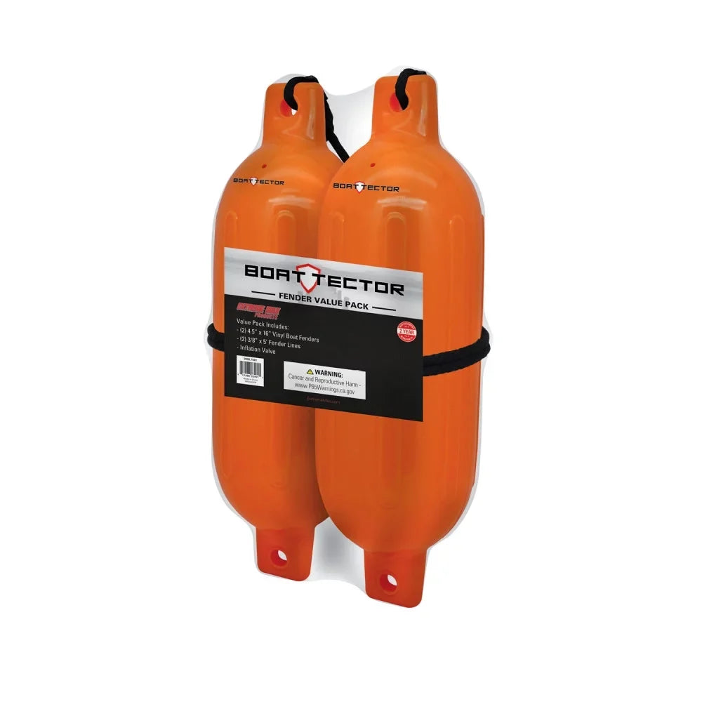 2-Pack - 16", Extreme BoatTector Max Neon 4.5" Value 3006.7581 Inflatable Fender x Orange
