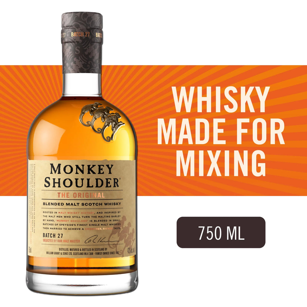 Glass Scotch Shoulder 43% ABV 86 Whisky, Proof Monkey Bottle, 750ml