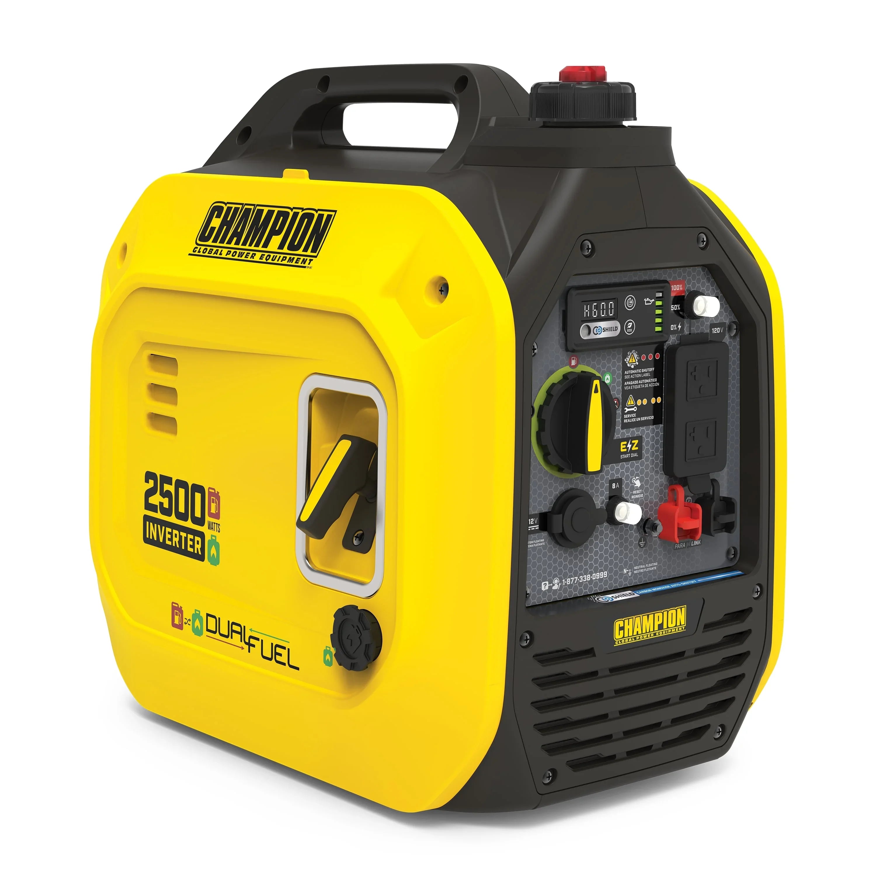 Inverter Shield Dual Portable Quiet Champion 2500-Watt CO Power Generator with Technology Equipment and Fuel