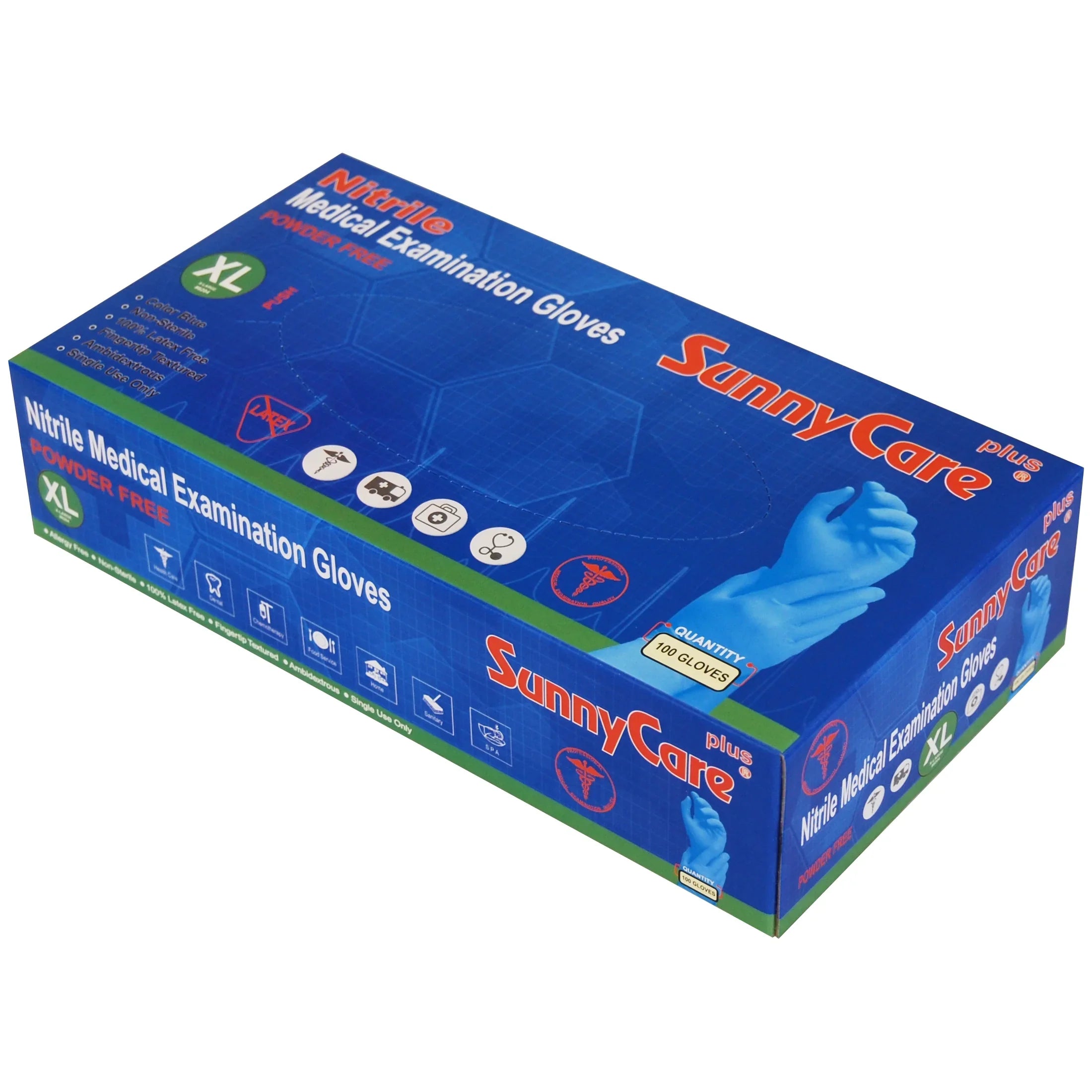 1000 dimension: Powder SunnyCare Latex) Nitrile (Non Chemo-Rated Exam Gloves X-Large Free Vinyl Medical