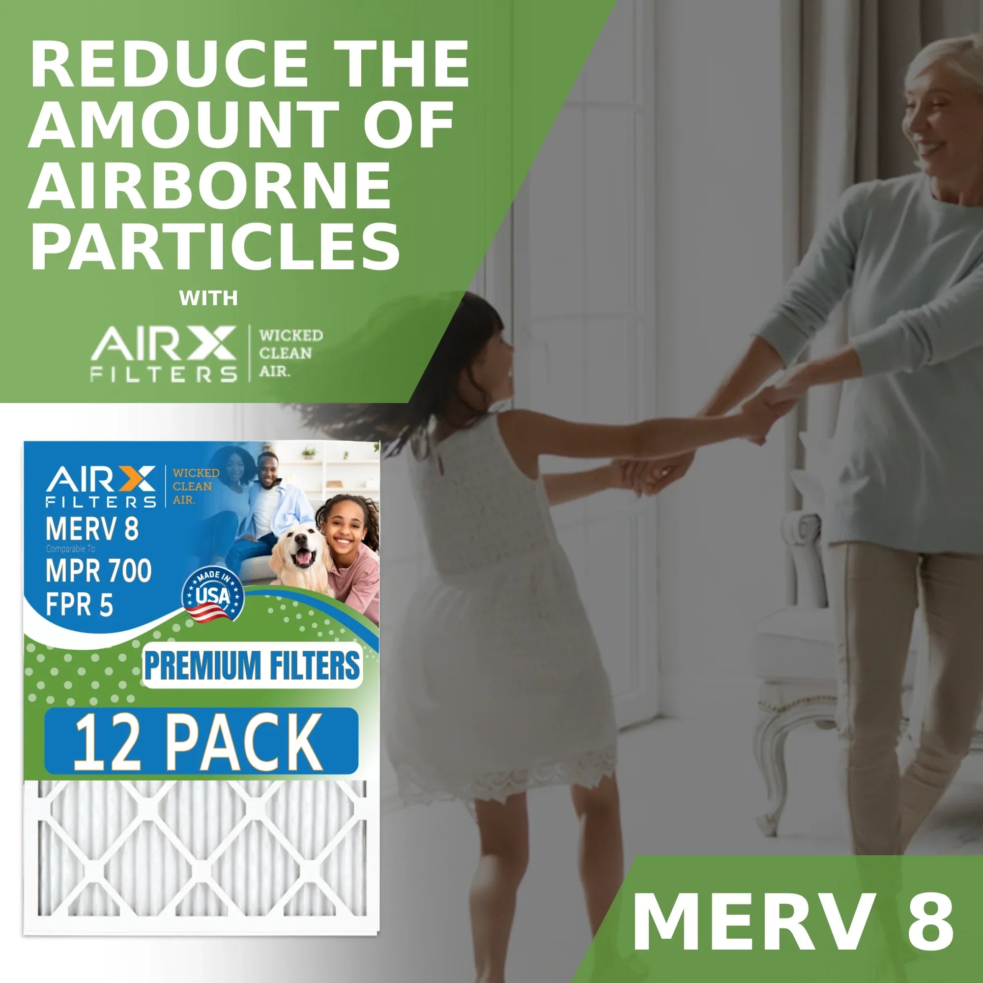 Filters in - Filter FILTERS Made 8 20x20x1 USA Comparable 5 AIRX AIR. Furnace by FPR Air of & to MERV Pack CLEAN WICKED 12 MPR Rating, 700