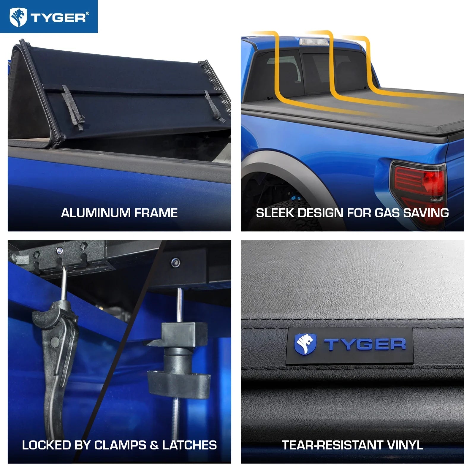T3 Soft Tri-fold Tyger | TG-BC3F1067 6' Compatible 2019-2023 Ranger Vinyl | Bed Truck | Bed Cover with Tonneau Auto
