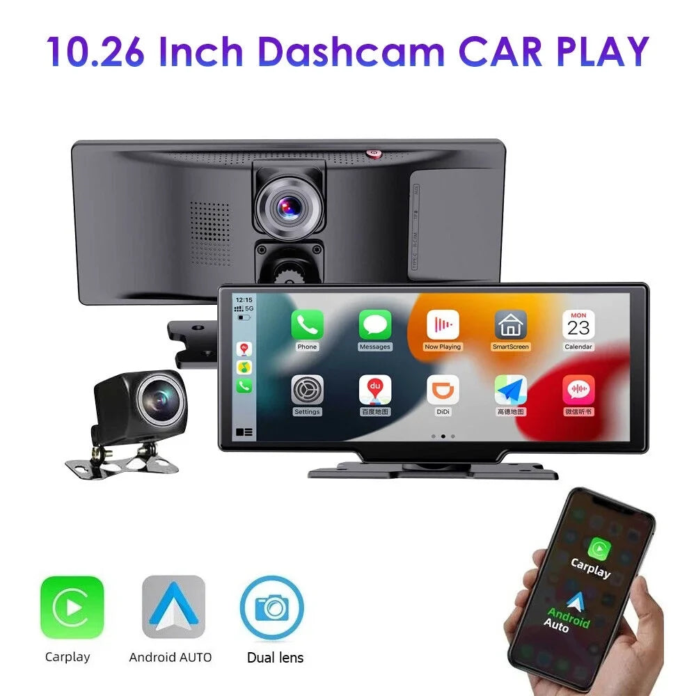 WiFi Screen, Connectivity, - 2K Wireless 1080P Recording, Enhanced Lens with Dual Android KingFurt Dash T91 Auto, Camera Touch