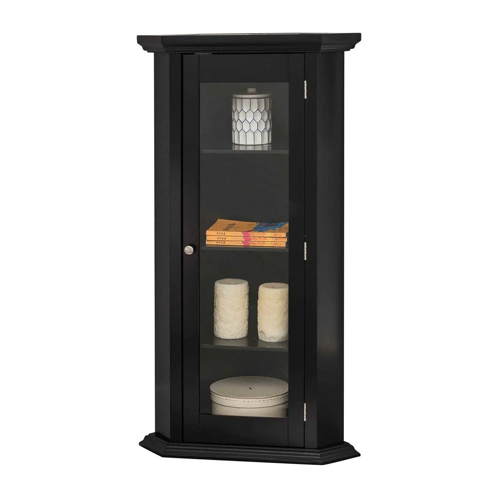 Accent Cabinet Black Furniture Corner Door K&B 1