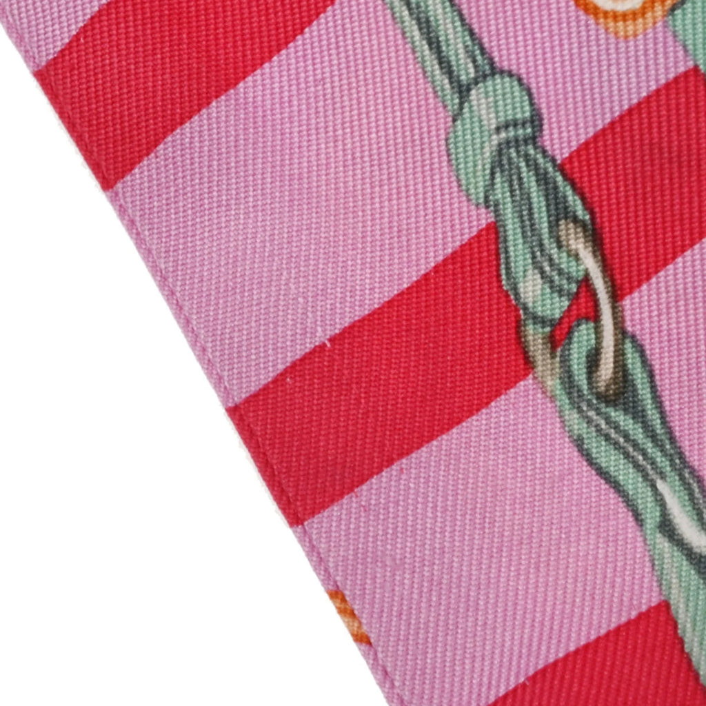 Muffler Old Pink/Red/Green Pre-Owned (Fair) GALA - 100% Twilly HERMES DE Scarf Tag Silk BRIDES Women's