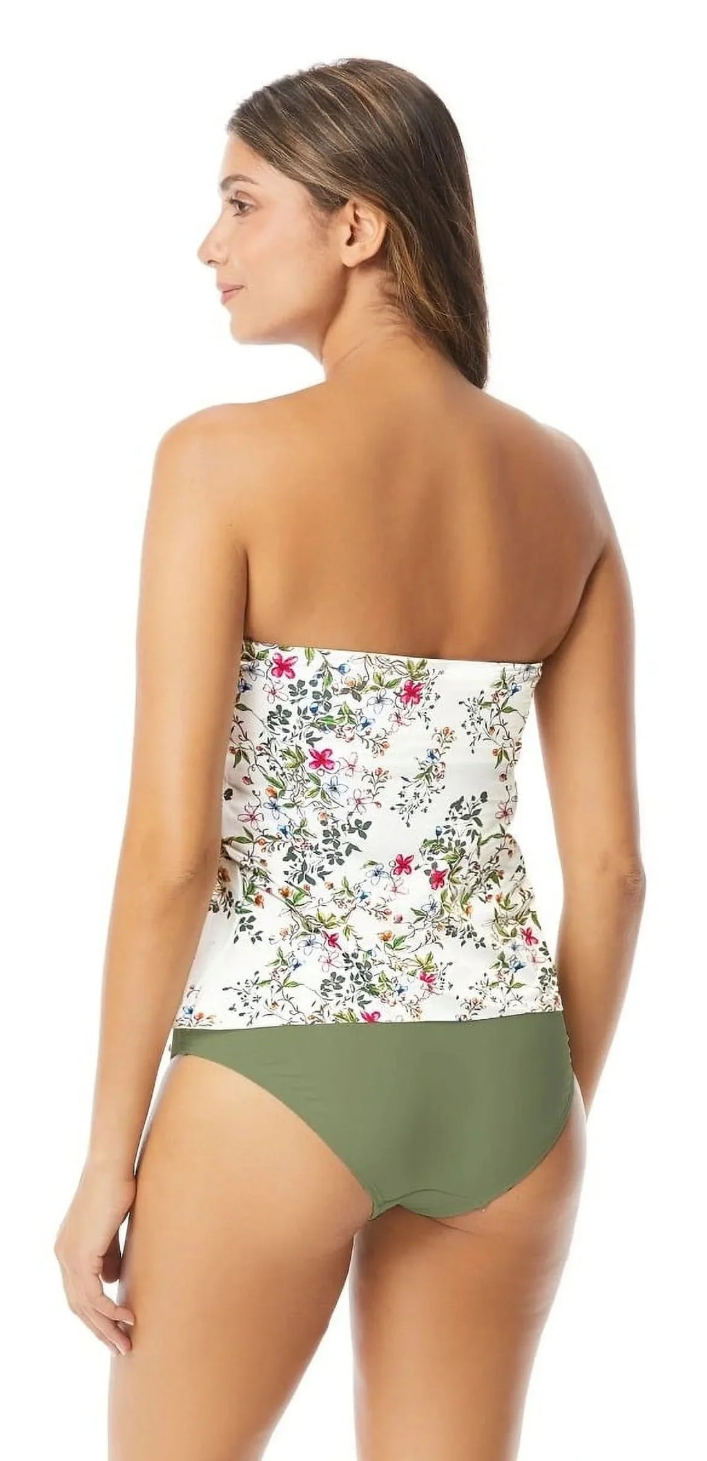 Top, Bandeau Swim IVORY Vince Tankini Draped Medium US Camuto