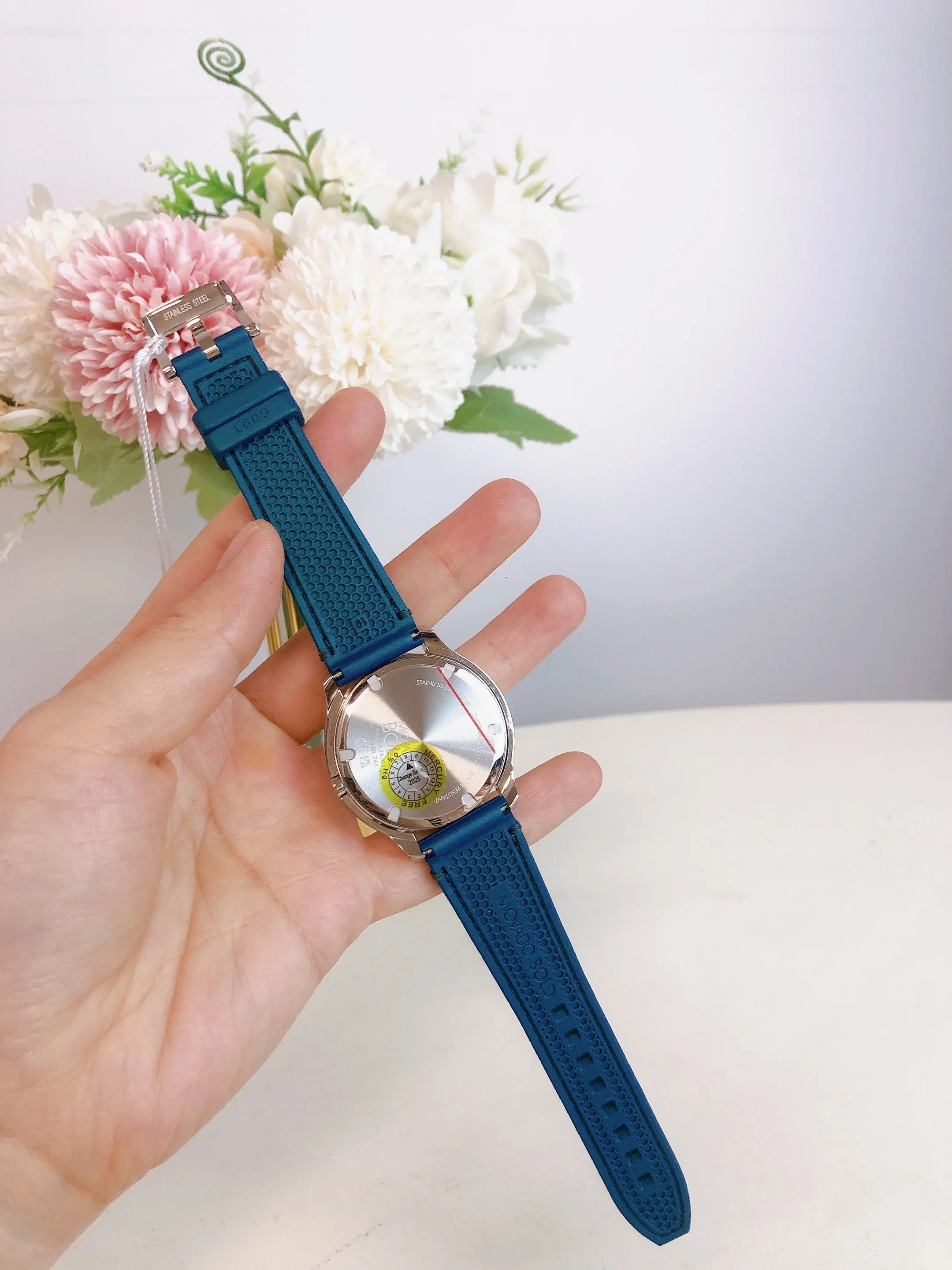 Swiss Silicon Strap Watch Dial Green Movado Bold Women 3600715 Silver