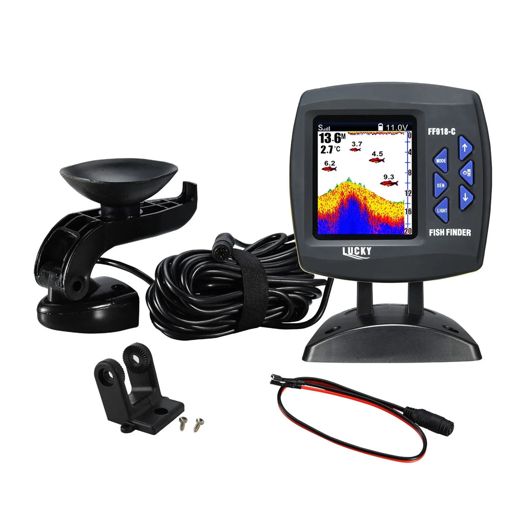 Fish Sensor LCD Fishfinder Finder Underwater Monitor Fishing Locator Underwater Fish Boat Portable Detector Transducer Tomshoo Fish Degrees 45 Finder Fishfinder Wired Fish Waterproof