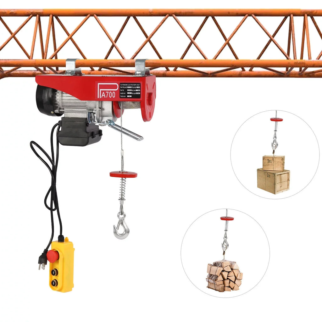 Winch Wire 110V Electric Hoist Portable Electric Winch 1543lbs Control Remote W/