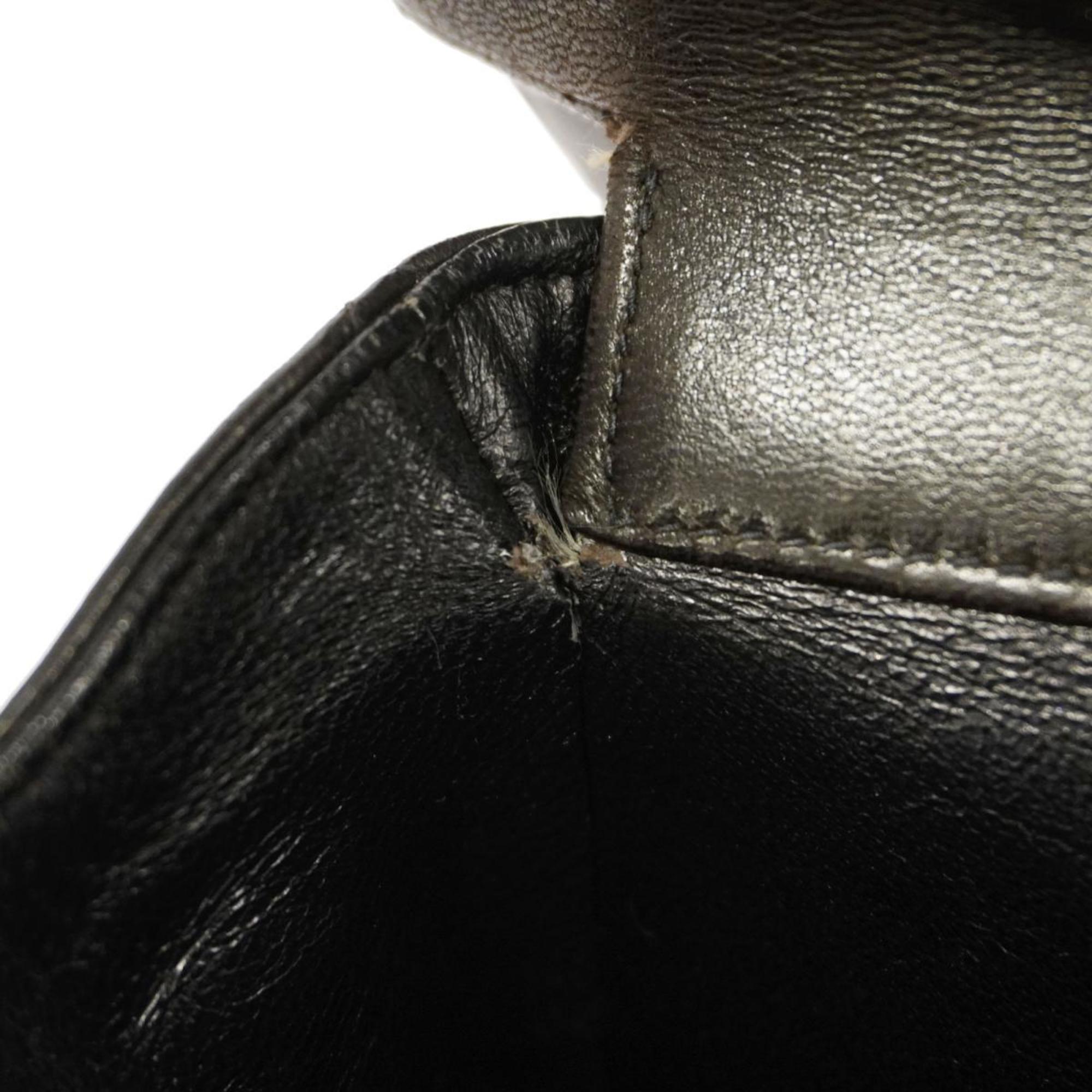 Pre-Owned Matelasse Black Bag Shoulder Women's (Good) Face W Double Chain Lambskin