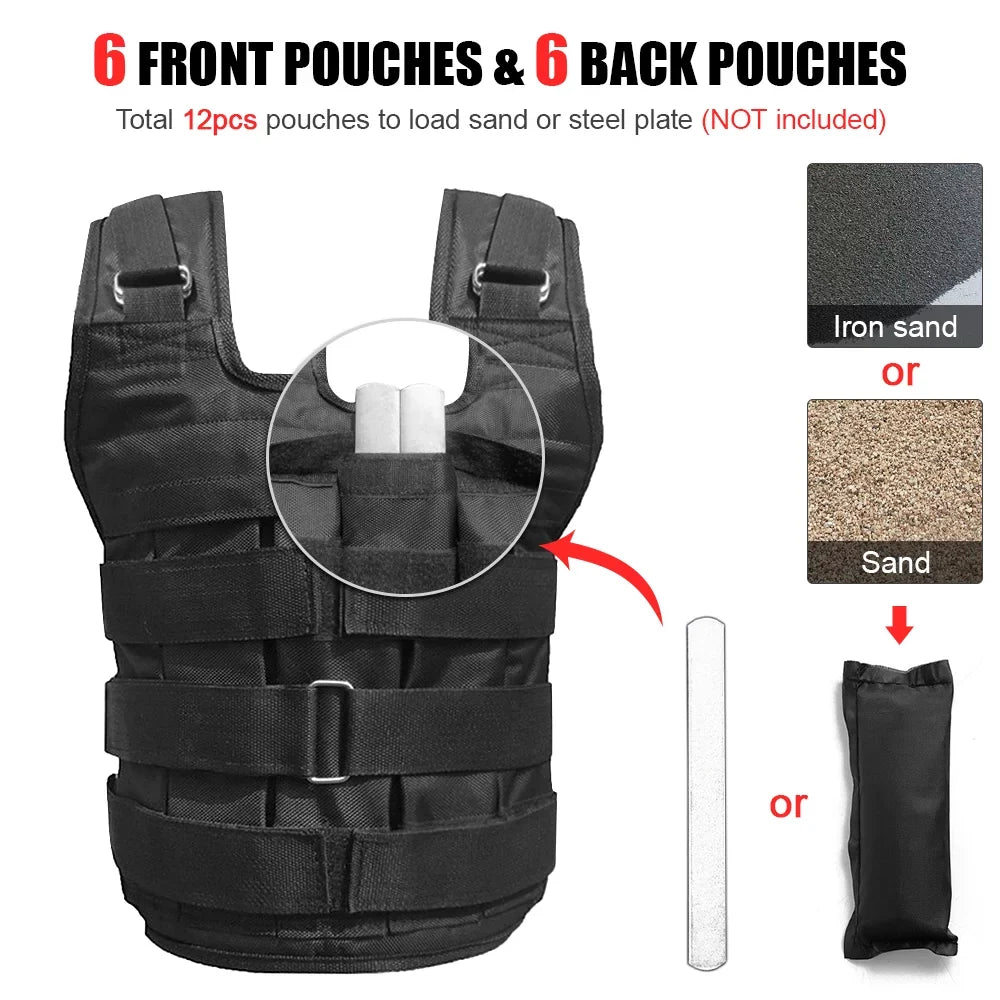 for Load Capacity Adjustable Vest Weighted Strength Training Max 50kg , Walmeck