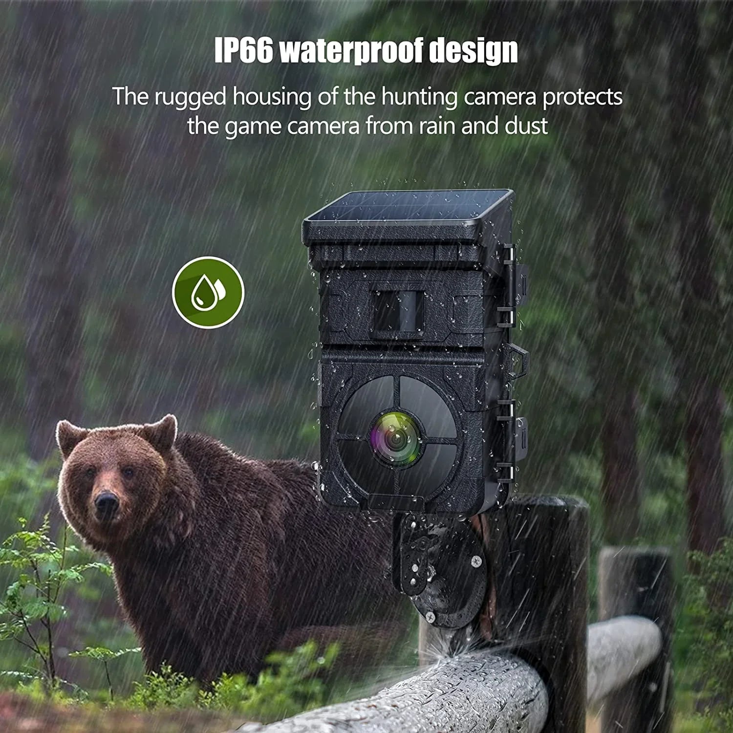 Rechargeable Battery Trail Waterproof Built-in Trigger CAMPARK Activated 120°Wide Camera Angle 0.1s 24MP Camera IP66 Motion Speed Vision with Cam Night 2500mAh Lithium Game 1080P Hunting Solar
