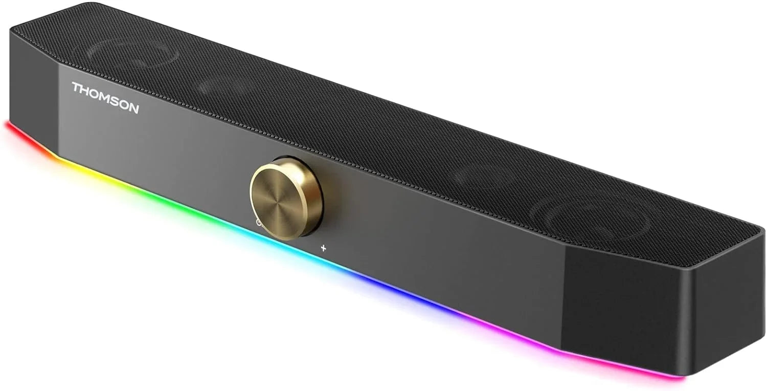 Bluetooth Speakers PC Sound, Stereo SoundBar, 3.5mm Thomson Aux-in with Computer Speakers, Dyna RGB 10W Computer
