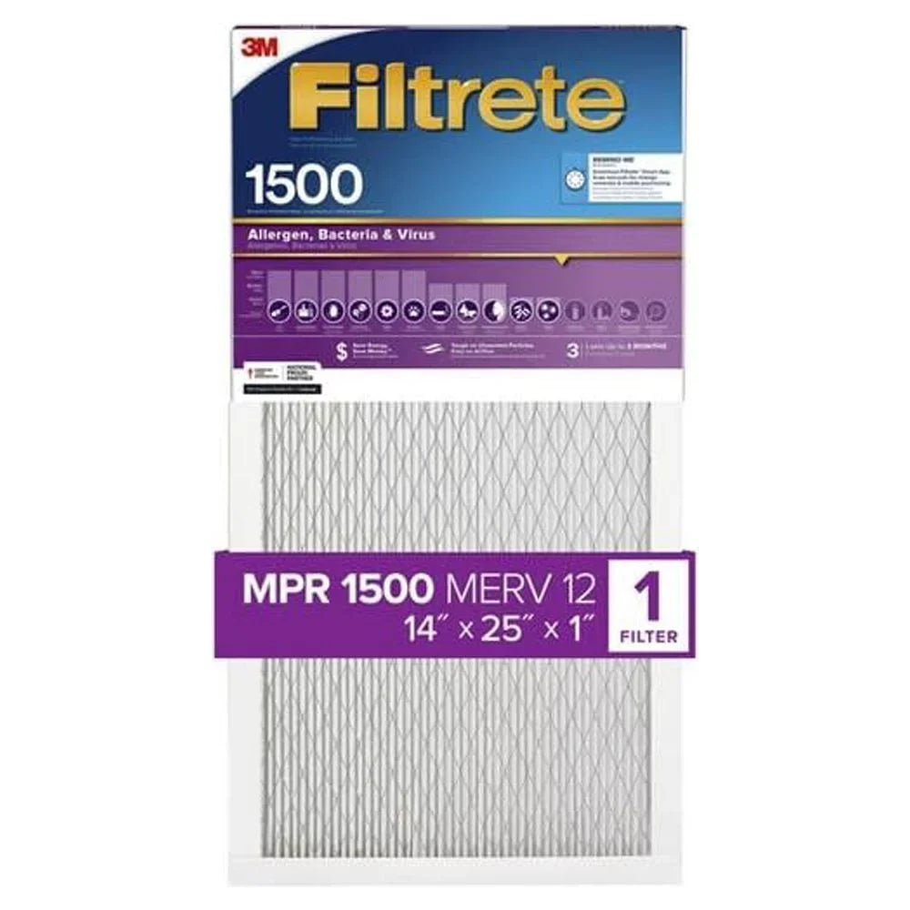 25 1" Bacteria Air Filter Virus 1500 14 X 3M Mpr Filtrete And X 4Pk
