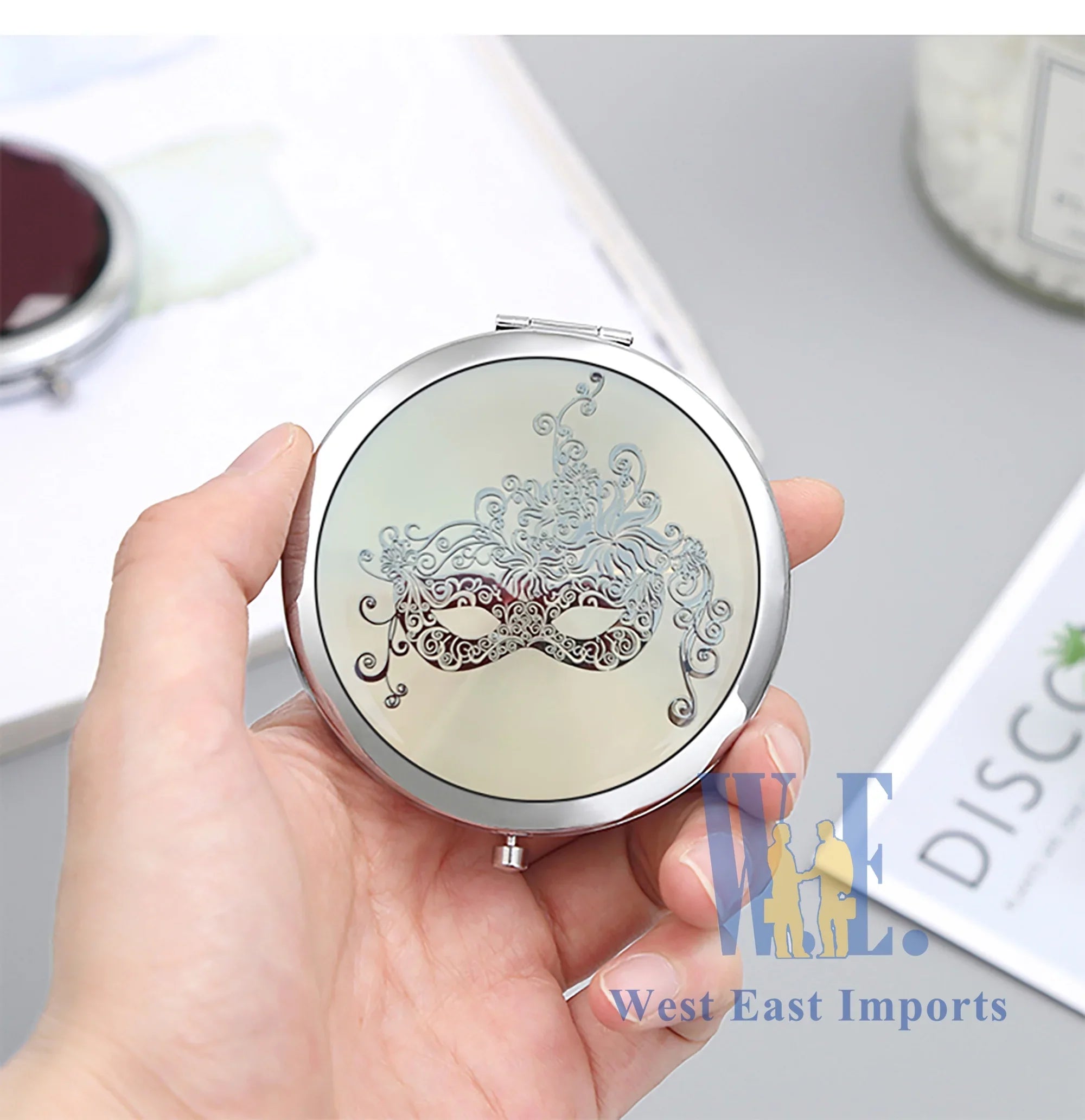 Guests - Mask Mirrors Silver for Compact Birthday Favors GG090S/G Sweet Quinceanera/ 16/ Bridal 12 Pcs Shower/ Masquerade