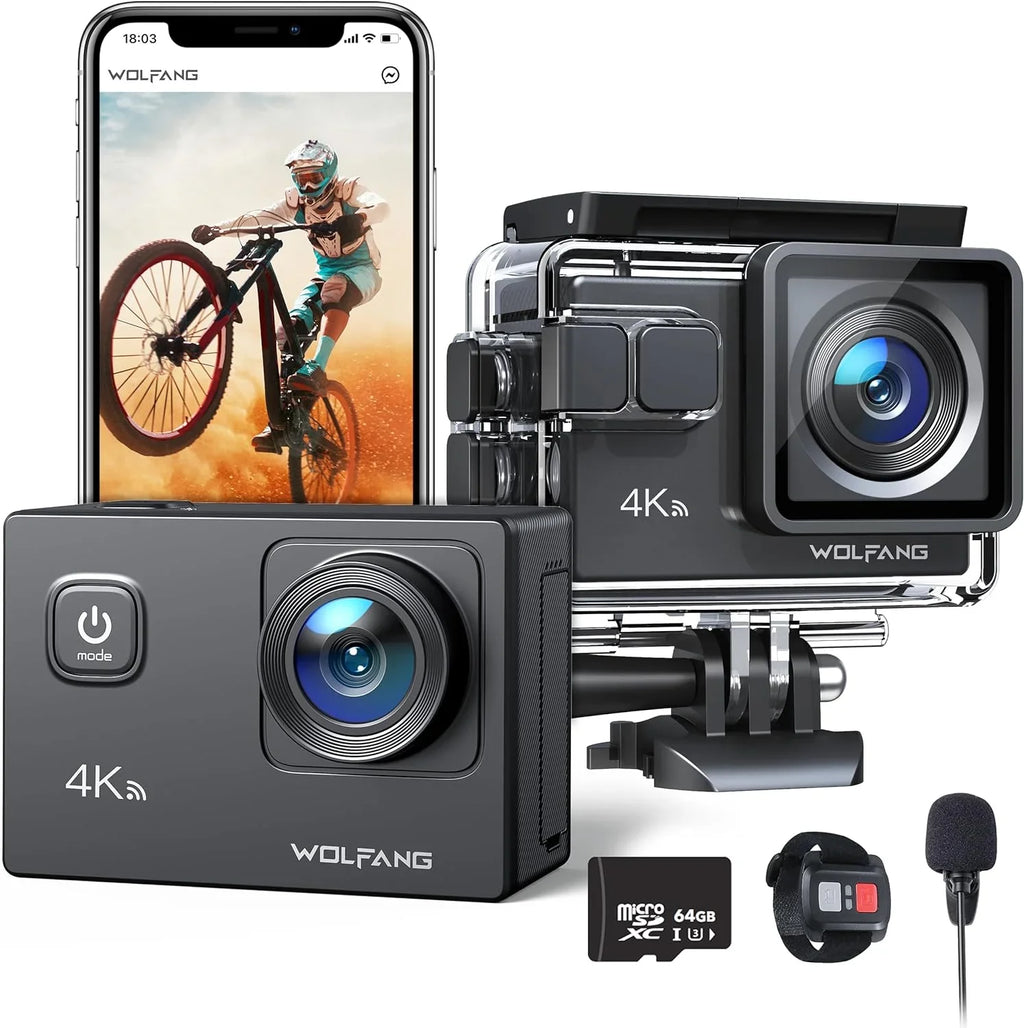 40M Cam Camera Action Action Camera 20MP WOLFANG Video Stabilization Underwater WiFi 4K Waterproof Camera EIS 170�