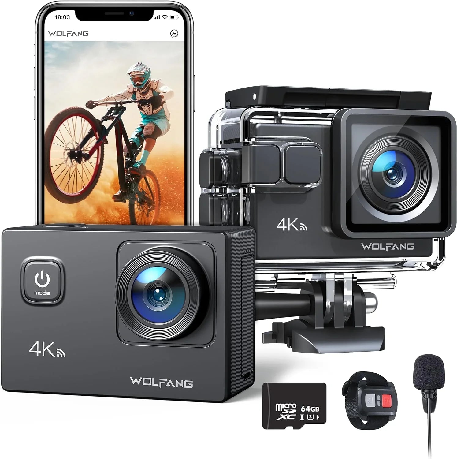 40M Cam Camera Action Action Camera 20MP WOLFANG Video Stabilization Underwater WiFi 4K Waterproof Camera EIS 170�
