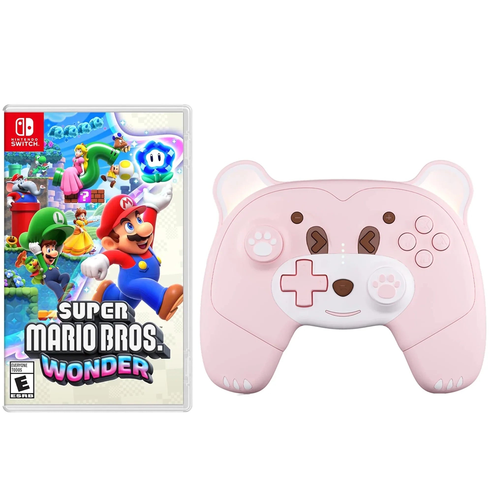 Game Disc Mario Super Nintendo Programmable, Turbo, Wireless Wonder with Jack, and Headphones Wakeup Pink, for Bros.™ Upgraded Switch Pro Controller Switch/OLED/Lite