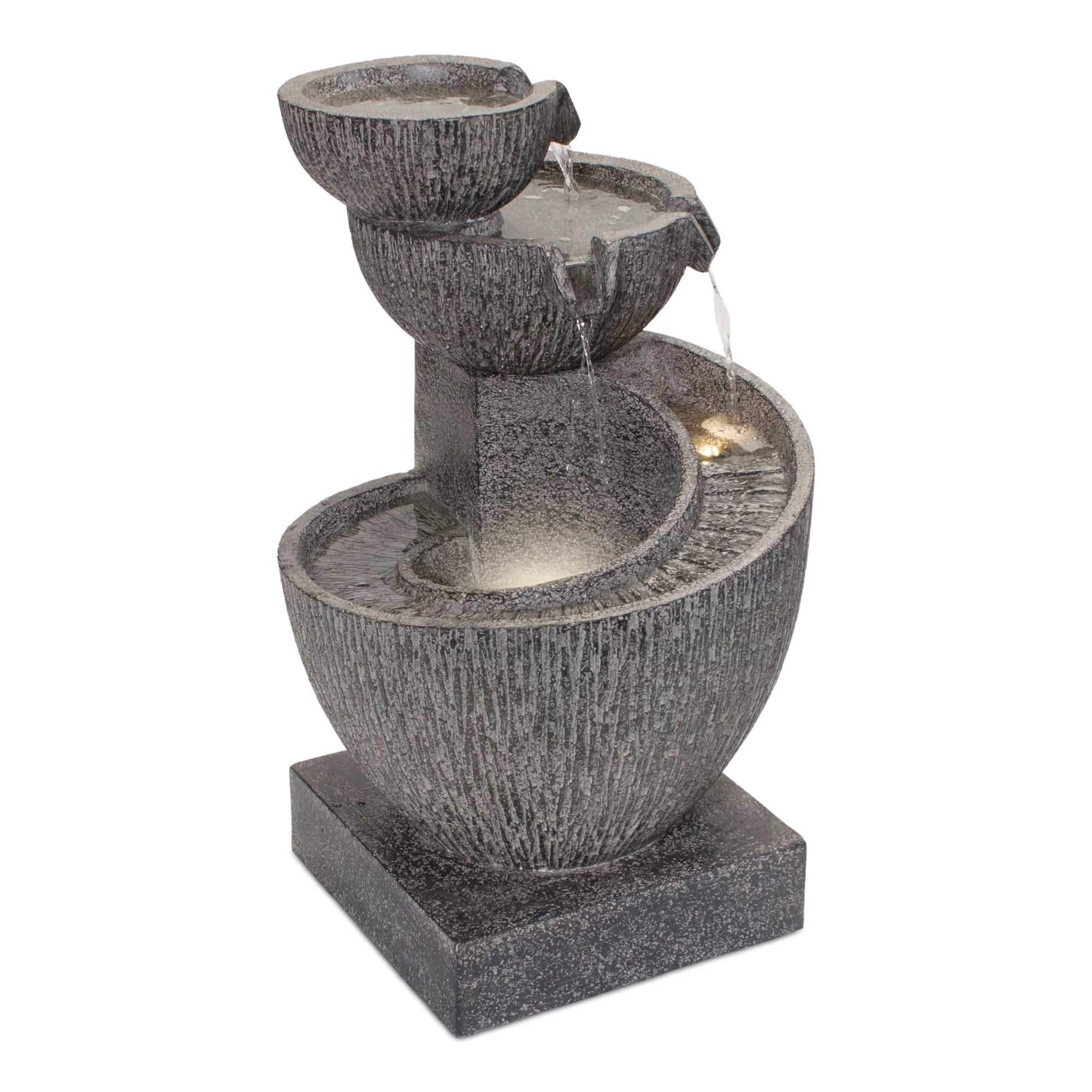 26" exterior Fountain Cascading Melrose Gray Bowl