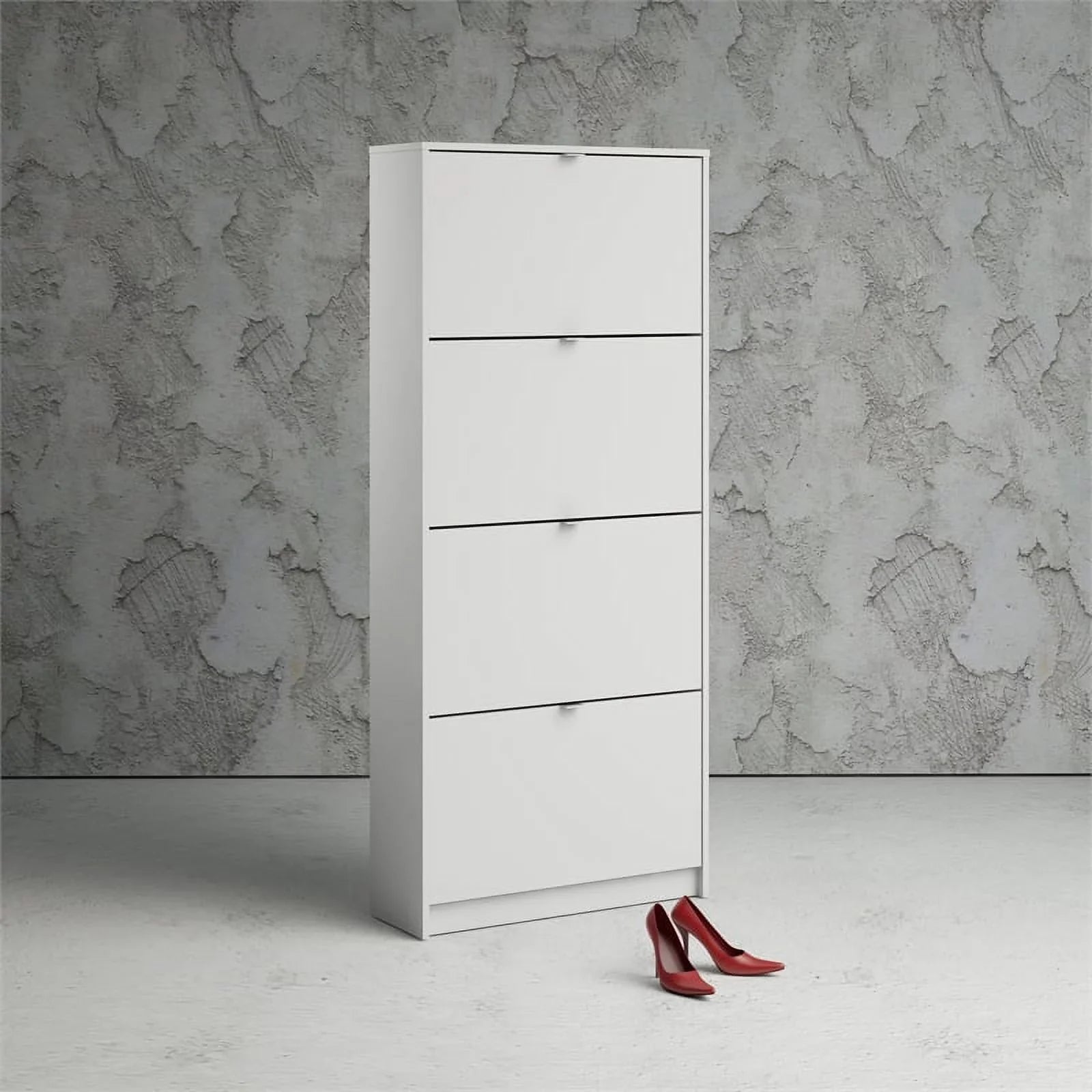 White Drawer in Contemporary Shoe Cabinet 4 Allora
