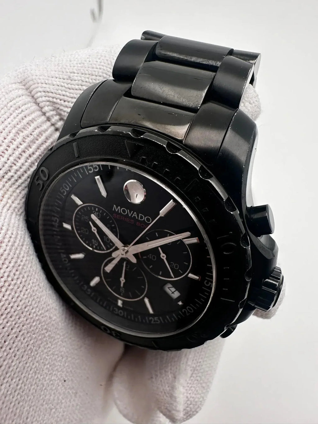 Coated PVD (Good) 800 Black Pre-Owned Quartz Steel Watch Movado 2600119 Series