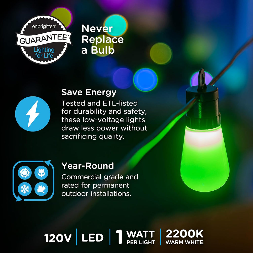 Lights, Color Control, Lightweight String String Customizable, Lights, Changing YANRUI Smart RGB Weatherproof, exterior Wi-Fi ft, Patio Dimmable 96 LED App 30 Lights, 79617