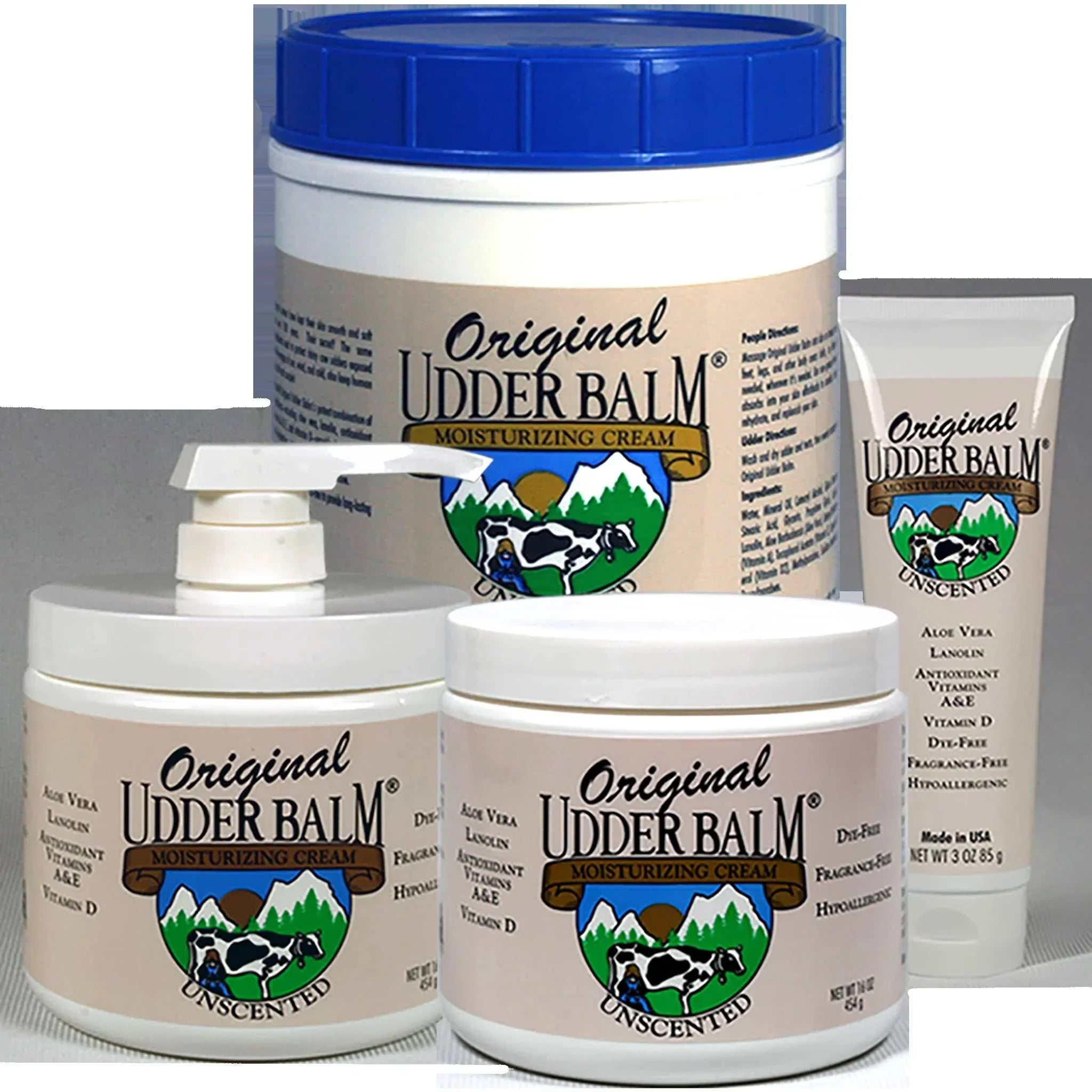 Original 16oz Udder & Pump Aloe Unscented Lanolin Cream with Jar. Balm Moisturizing