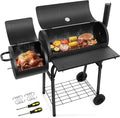 Camping & Party Grill Backyard Cooking Grill Patio Picnic, Hooks Barrel Screwdrivers Barbecue 420.SQ.IN 2 Grill, Large for exterior Smoker, Offset 6 - Area, Black with Garden BBQ Charcoal