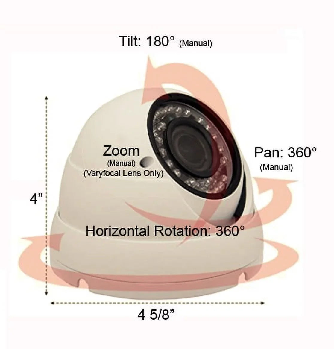 Camera 1080P Image Focus 4 AHD, STARVIS OSD In/exterior Security Variable CVI, CVBS) IR Dome IN True Camera Lens 1(TVI, 101AV Full-HD 2.8-12mm (White) WDR 2.4Megapixel Sensor