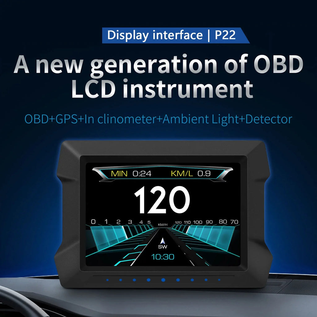 HUD for Overspeed Car Universal Vehicles Driving Digital Computer and Slope Multi-Functions Diagnostic Computer All Speedometer P22 Meter OBDⅡ Gauge, Trip Car