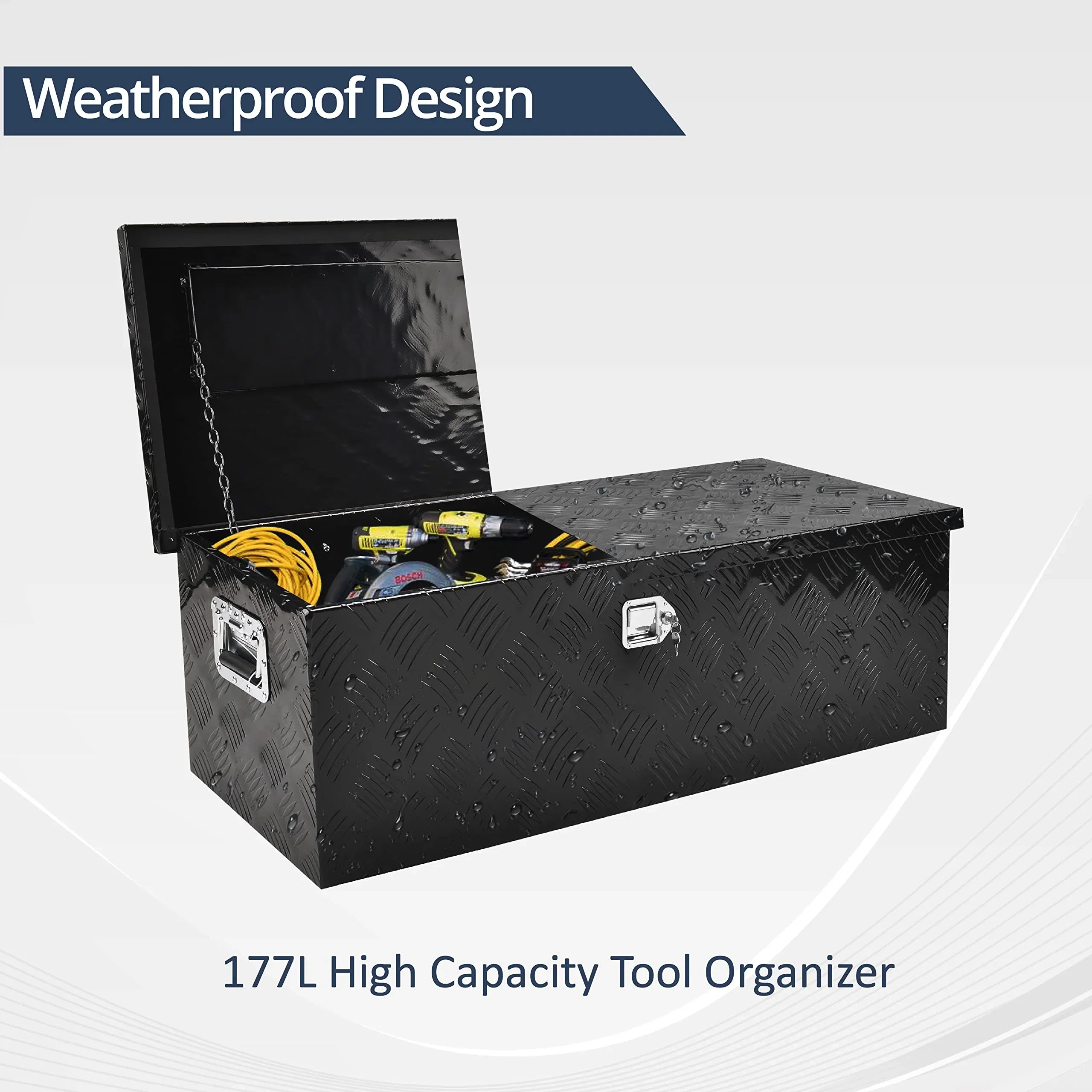 Heavy x Pickup Handle Truck Duty Box Side Storage Box 15 Aluminum x Tool Box Tool w/ Bed Truck for Tool BATONECO Trailer lack 15 48 B48 Inch