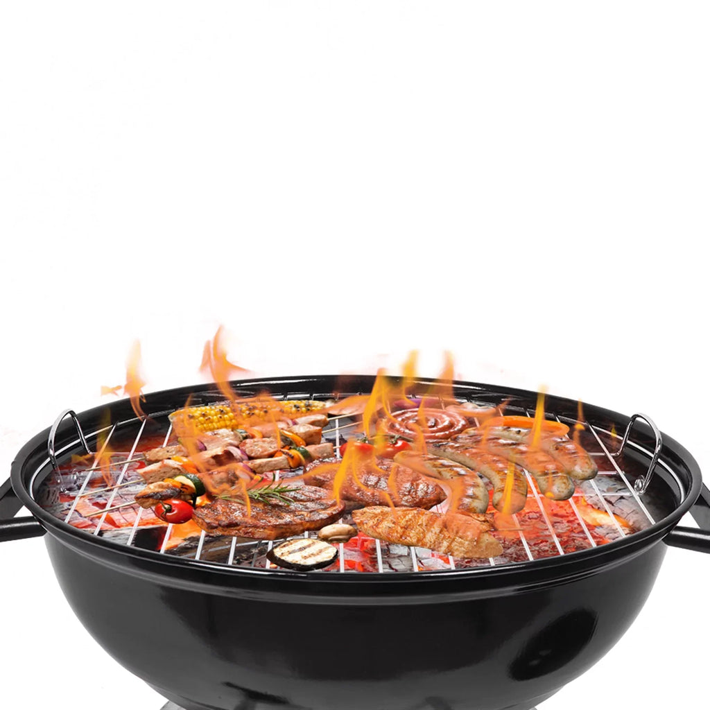 Charcoal on Storage Grill Area, Grill Steel w/ Cooking Wheels, Grill Camping inch with Grate 18 exterior BBQ