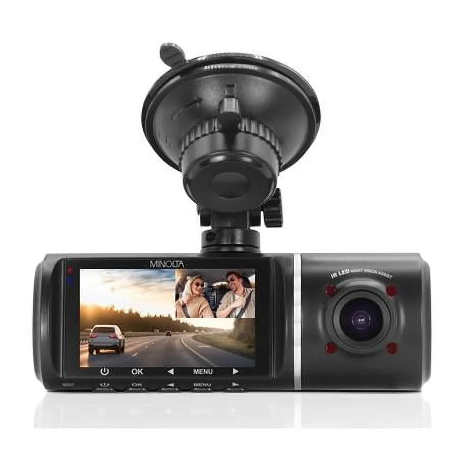 2.45" 3-Channel LCD Camera Black Dash with MNCD245T Screen Rear and View Front Full HD Recording,