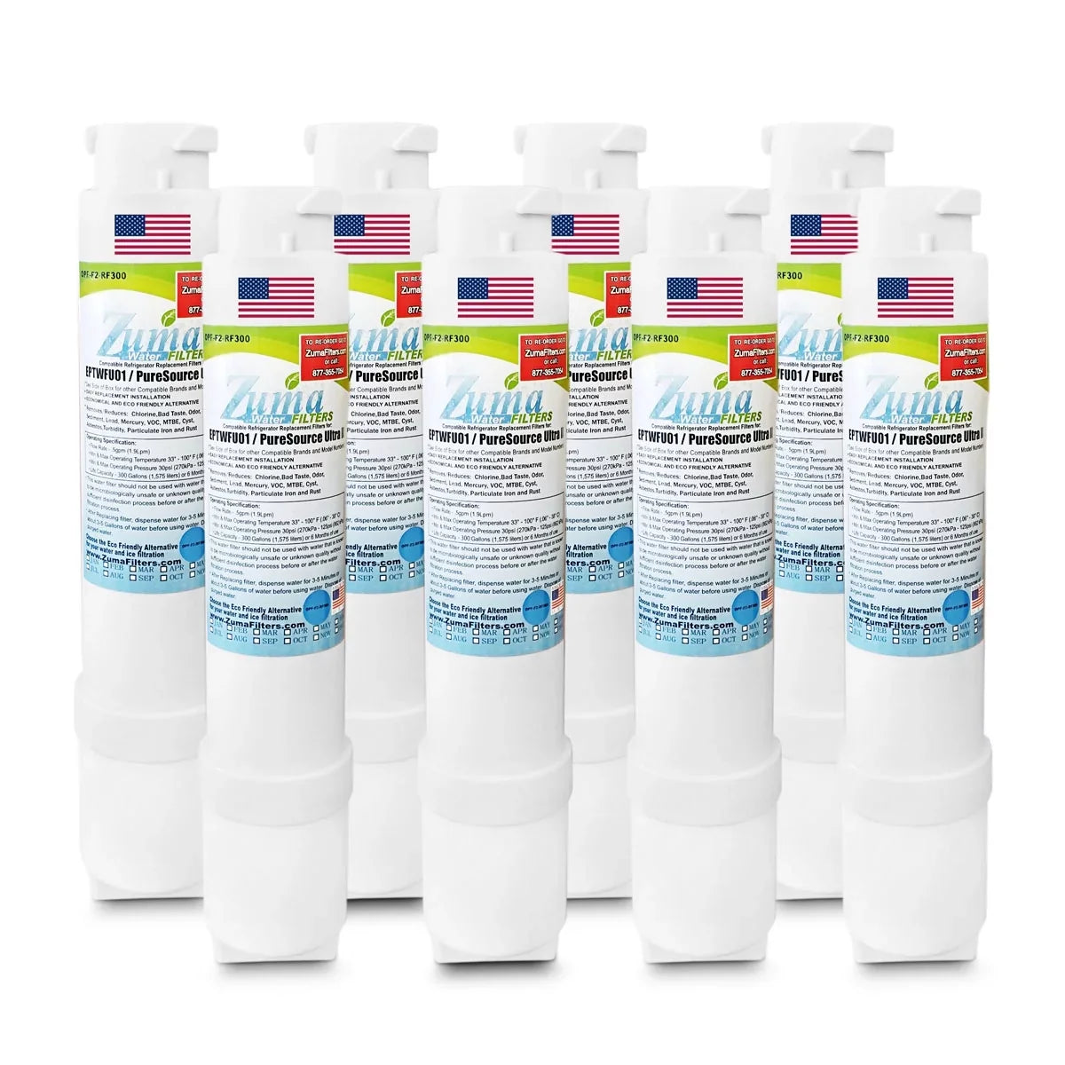 , Ice in - and - liquid U.S.A. Filter 8 Pack Made , ZUMA Compatible with Brand FPBS2777RF0