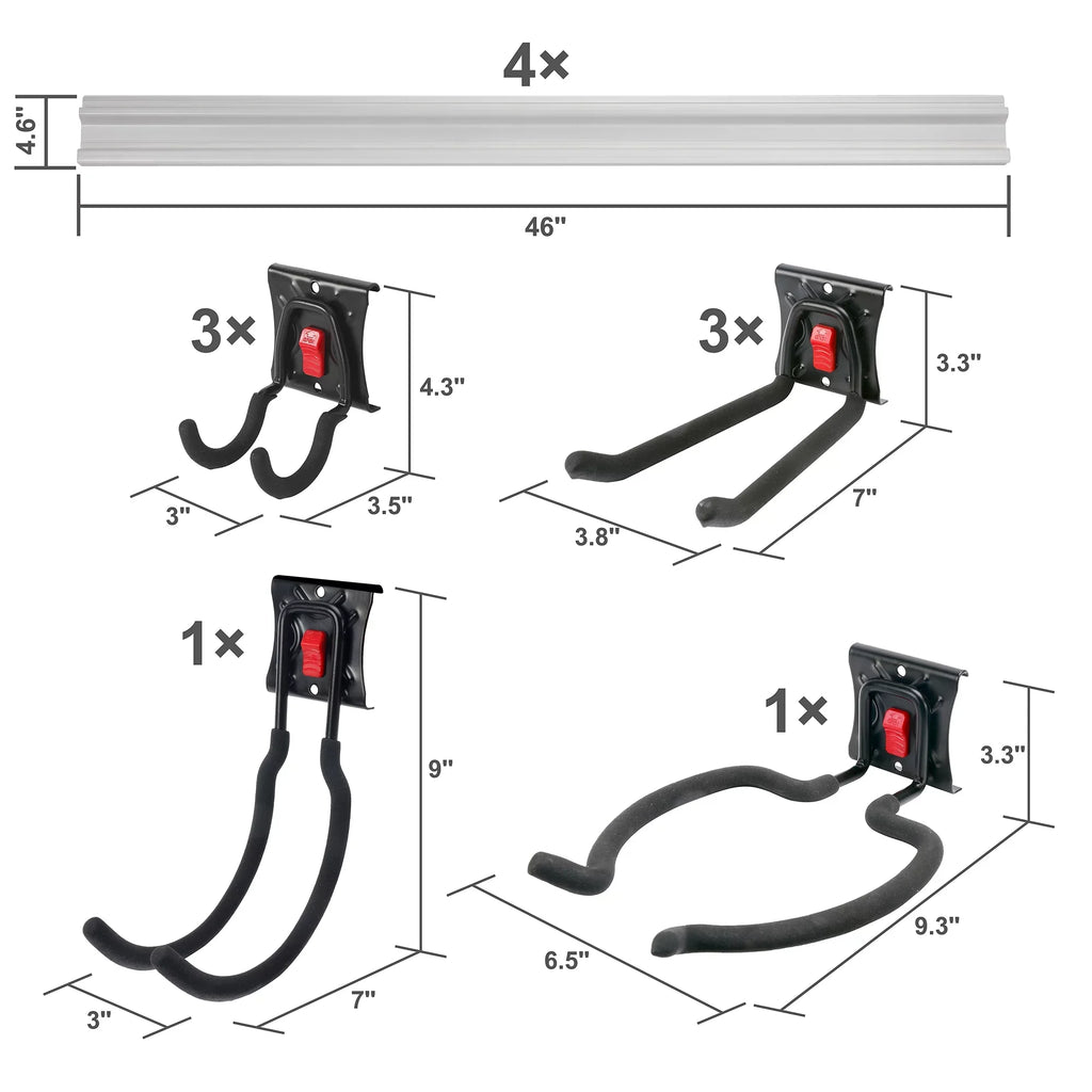 Snap 12-Piece Tough Hyper Organizer Quick-Release Kit Rail Garage System