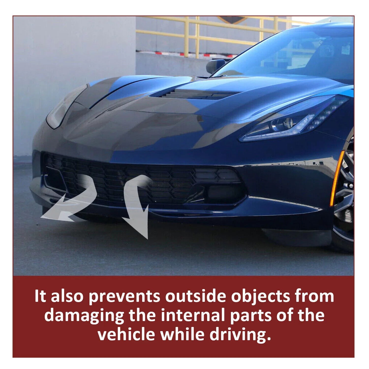 Black Cover Front Corvette Plastic Z06 All design for Front Bracket) Bumper Lower Models Painted Chevrolet Glossy Kojem C7 Camera 2014-2019 (W/O Grille