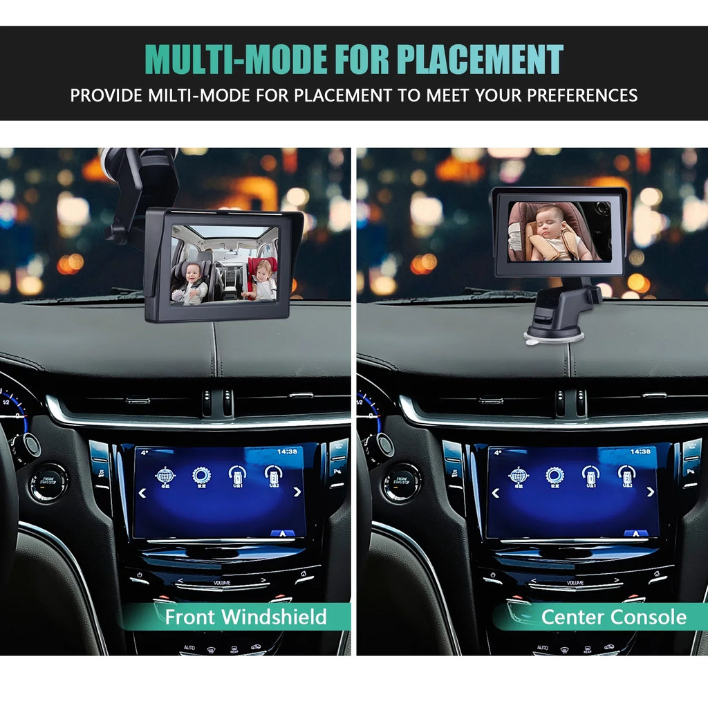 Car Length 1080P Car Safety with Clear Car 5M Angle Inch Cameras Cable Mirror Wide Long 4.3 Mirror Adjustable Seat View Crystal Mirrors Monitored