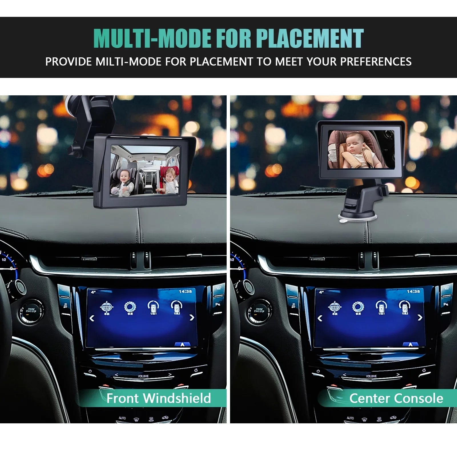 Car Length 1080P Car Safety with Clear Car 5M Angle Inch Cameras Cable Mirror Wide Long 4.3 Mirror Adjustable Seat View Crystal Mirrors Monitored